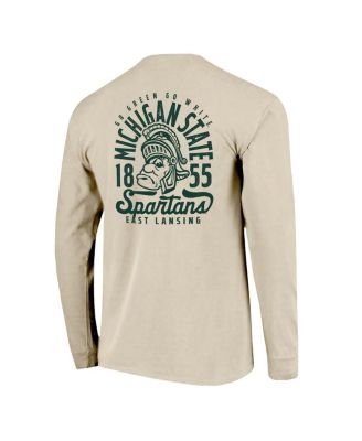 Men's Natural Michigan State Spartans Comfort Colors Mascot Overlay Long Sleeve T-Shirt