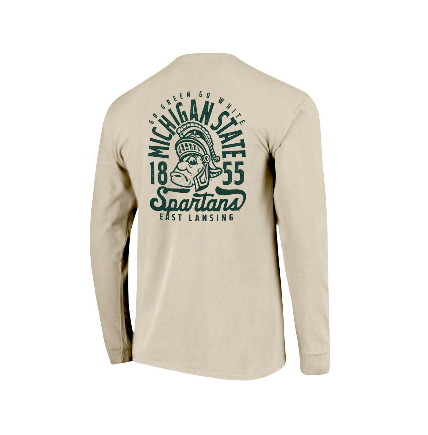 Мужская футболка Image One Natural Michigan State Spartans Comfort Colors Mascot Overlay Long Sleeve — фото 3