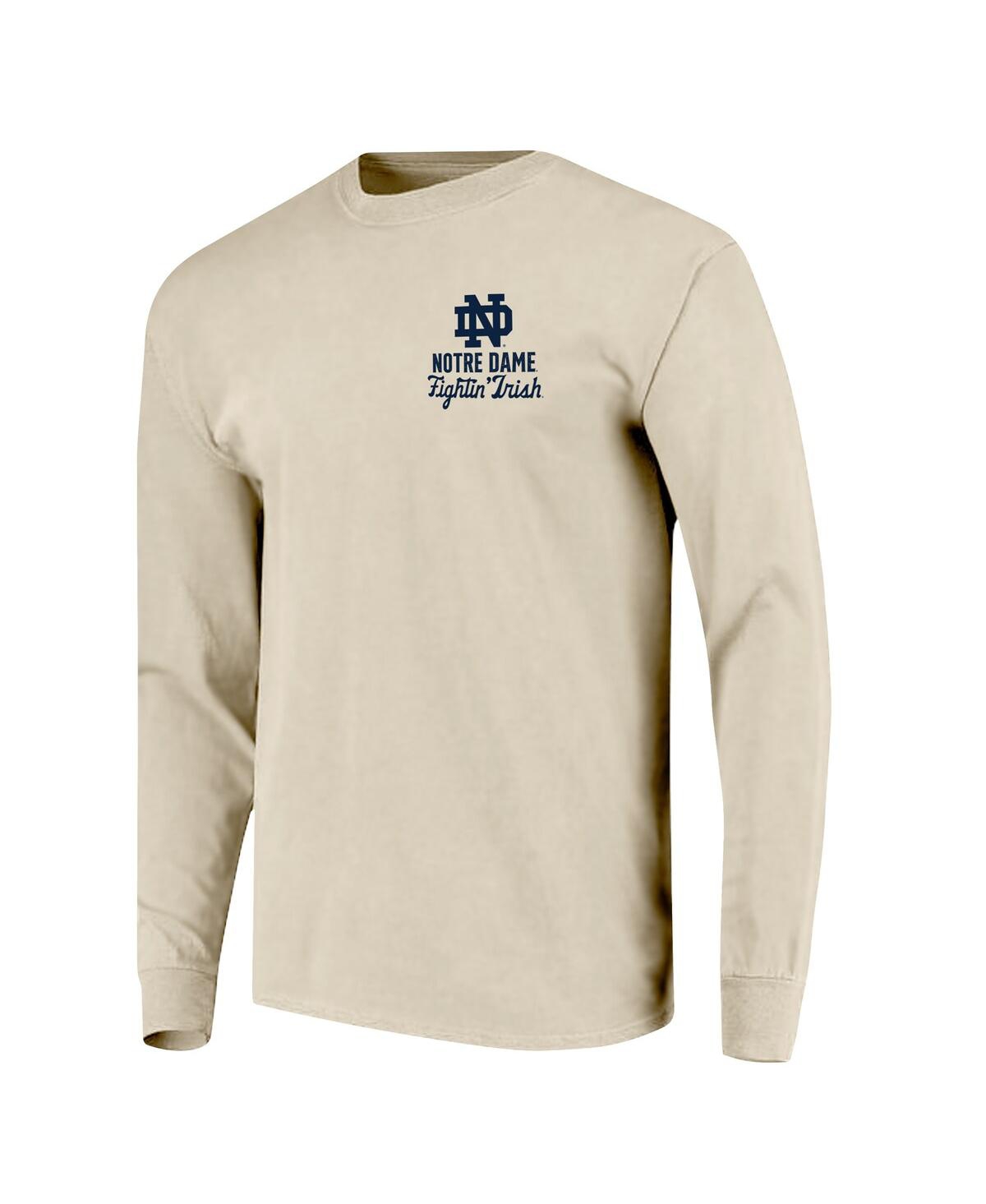 Image One Men's Natural Notre Dame Fighting Irish Comfort Colors Mascot Overlay Long Sleeve T-shirt In Neutral