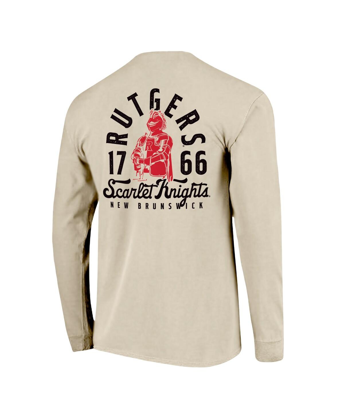 Image One Men's Natural Rutgers Scarlet Knights Comfort Colors Mascot Overlay Long Sleeve T-shirt In Neutral
