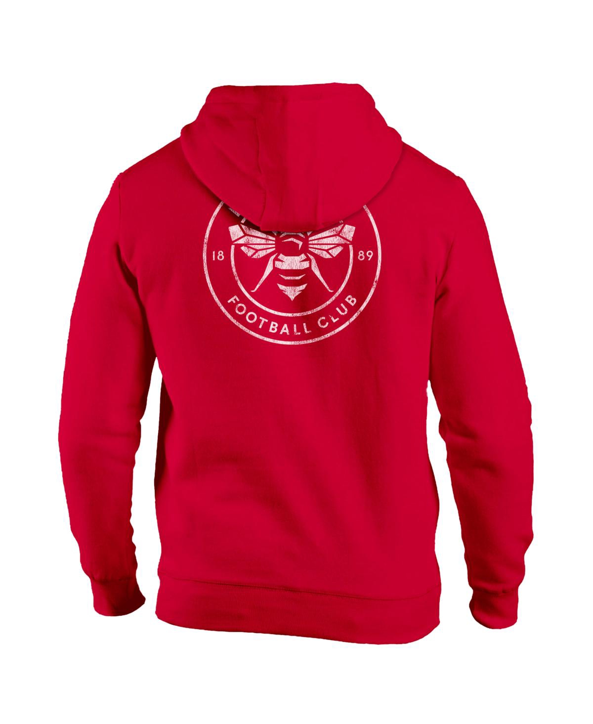 1863fc Men's Red Brentford Fc Wordmark Fleece Pullover Hoodie In Red