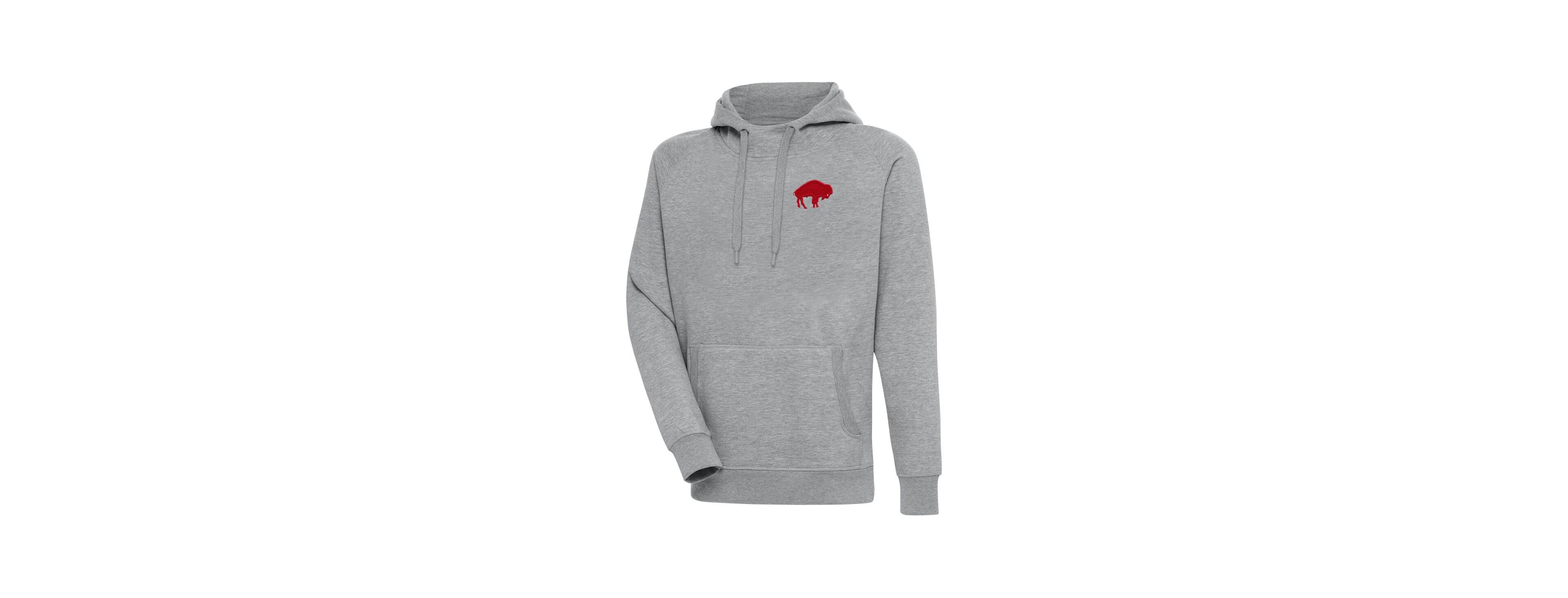 Antigua Men's Heather Gray Buffalo Bills Throwback Logo Victory Pullover Hoodie