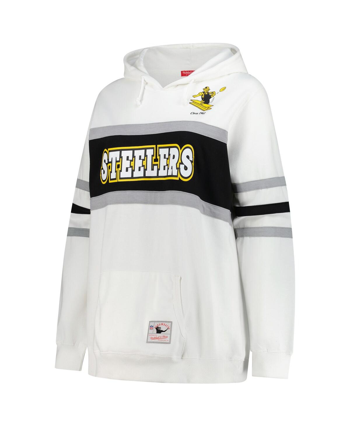 Mitchell & Ness Women's White Pittsburgh Steelers Plus Size Head Coach Throwback Pullover Hoodie In White