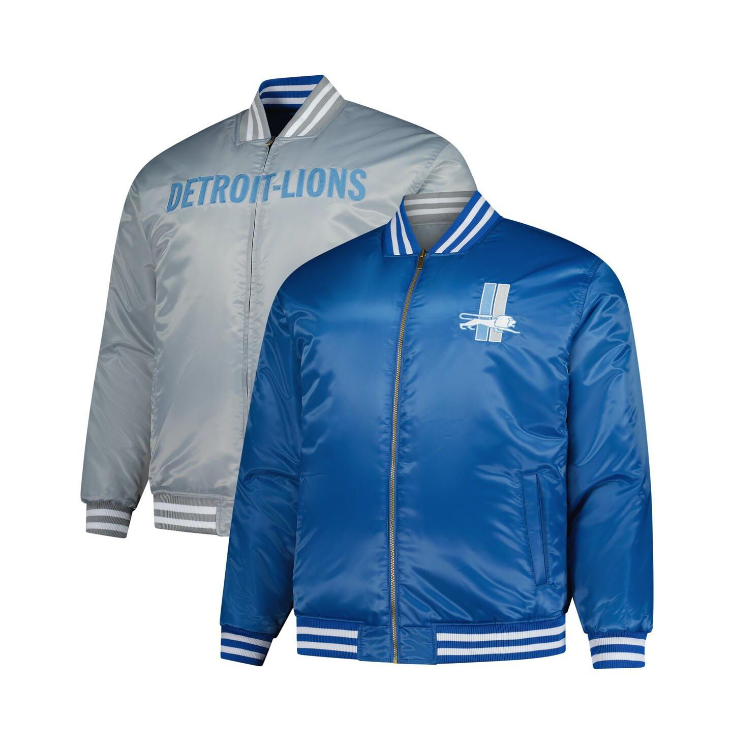 Мужская куртка Mitchell & Ness Blue/Silver Detroit Lions Big & Tall Throwback Reversible Full-Zip — фото 1