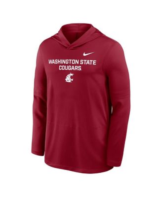 Men's Crimson Washington State Cougars 2025 Sideline Dri-FIT Long Sleeve Hoodie T-Shirt