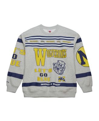 Mitchell & Ness - Men's Gray Michigan Wolverines All Over Print Sweatshirt