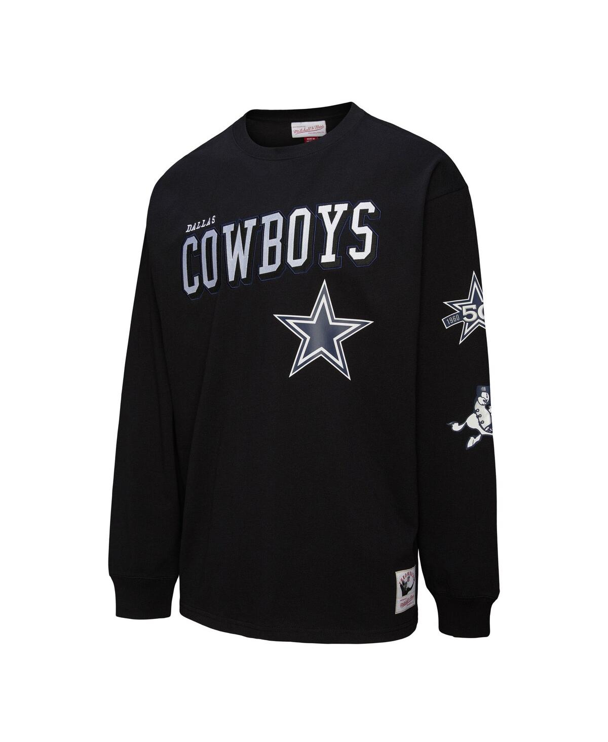 Mitchell & Ness Men's Black Dallas Cowboys Training Camp Vintage Logos Long Sleeve T-shirt In Black