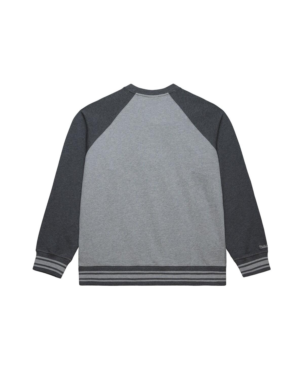 Mitchell & Ness Men's Heather Gray Green Bay Packers Vintage Logo Legacy Collection Raglan Fleece Sweatshirt In Gray