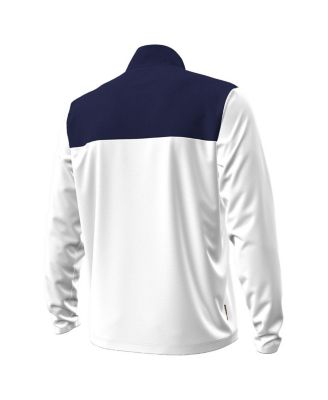 Men's White/Navy Notre Dame Fighting Irish Green Blocked Quarter-Zip Pullover Hoodie