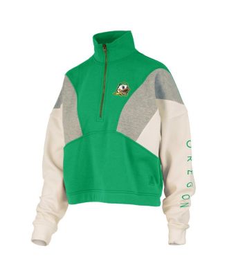 Women's Green Oregon Ducks Ferrara Color Block Quarter-Zip Sweatshirt