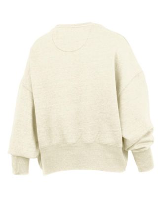 Women's Natural Oregon Ducks Oversized Waist-Length Crewneck Sweatshirt