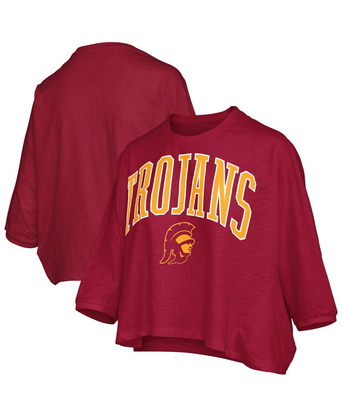 Pressbox Women's Cardinal Usc Trojans Midi Arch Over Logo Oversized T-shirt In Brown