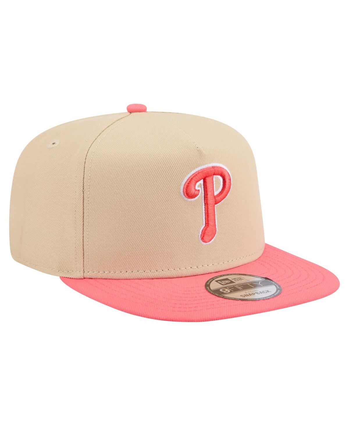 New Era Men's Light Beige/coral Philadelphia Phillies Color Pack A-frame 9fifty Snapback Hat In Neutral