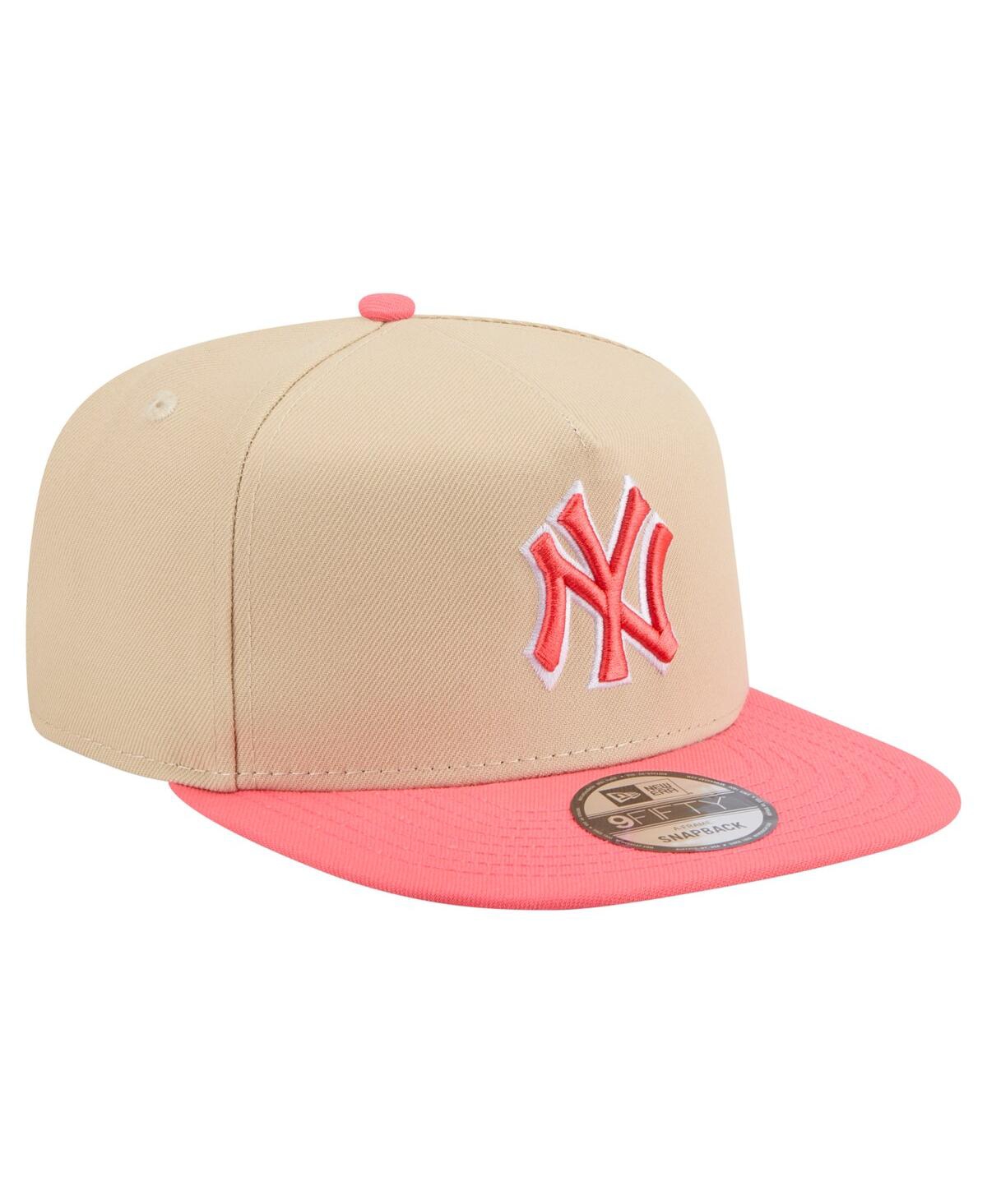 New Era Men's Light Beige/coral New York Yankees Color Pack A-frame 9fifty Snapback Hat