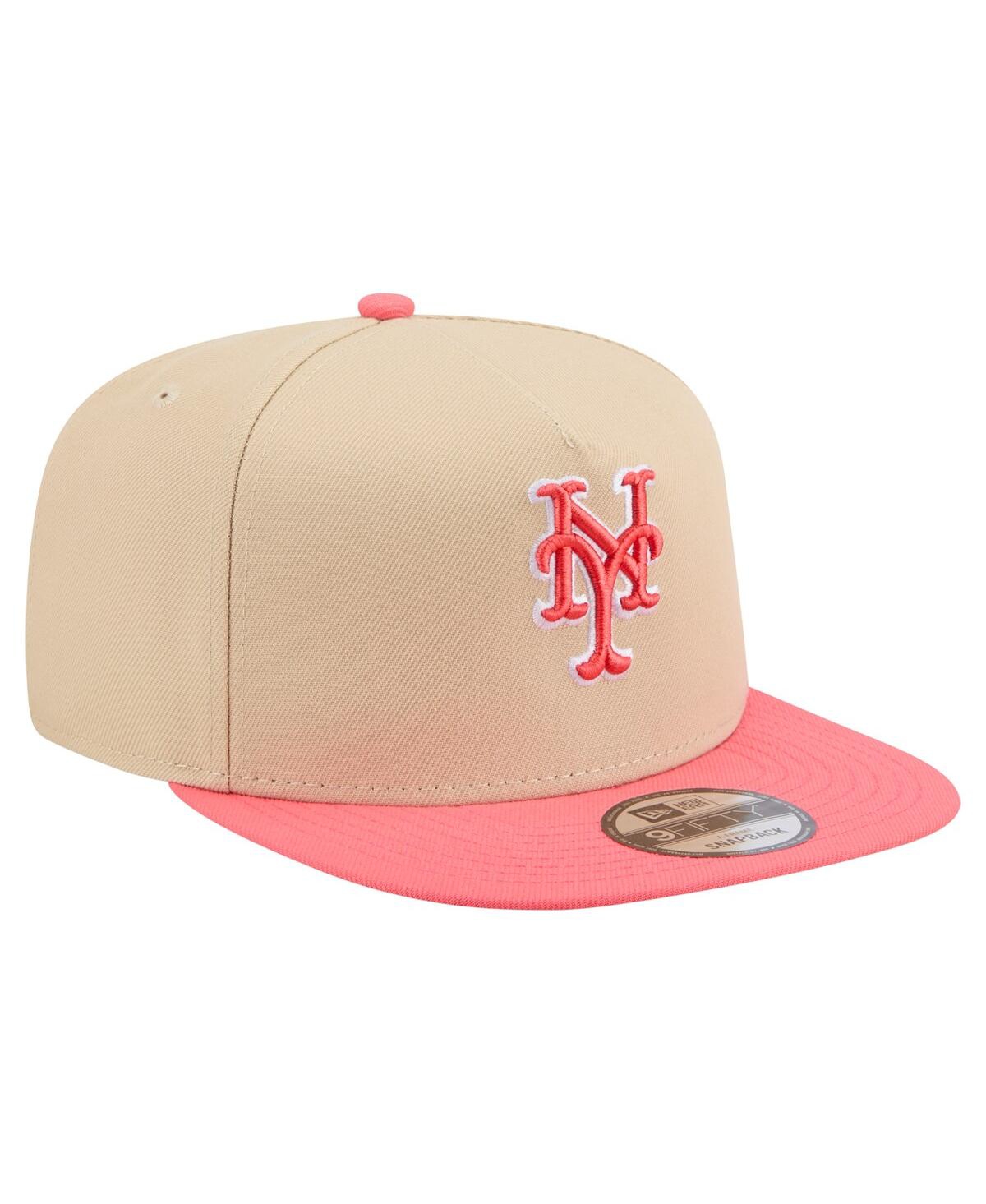 New Era Men's Light Beige/coral New York Mets Color Pack A-frame 9fifty Snapback Hat In Neutral
