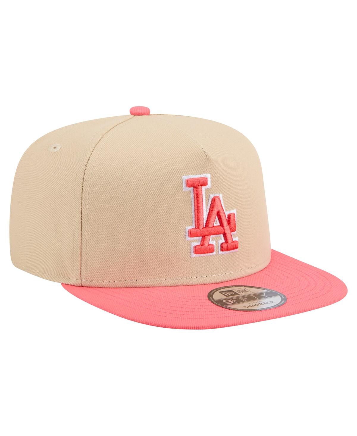 New Era Men's Light Beige/coral Los Angeles Dodgers Color Pack A-frame 9fifty Snapback Hat