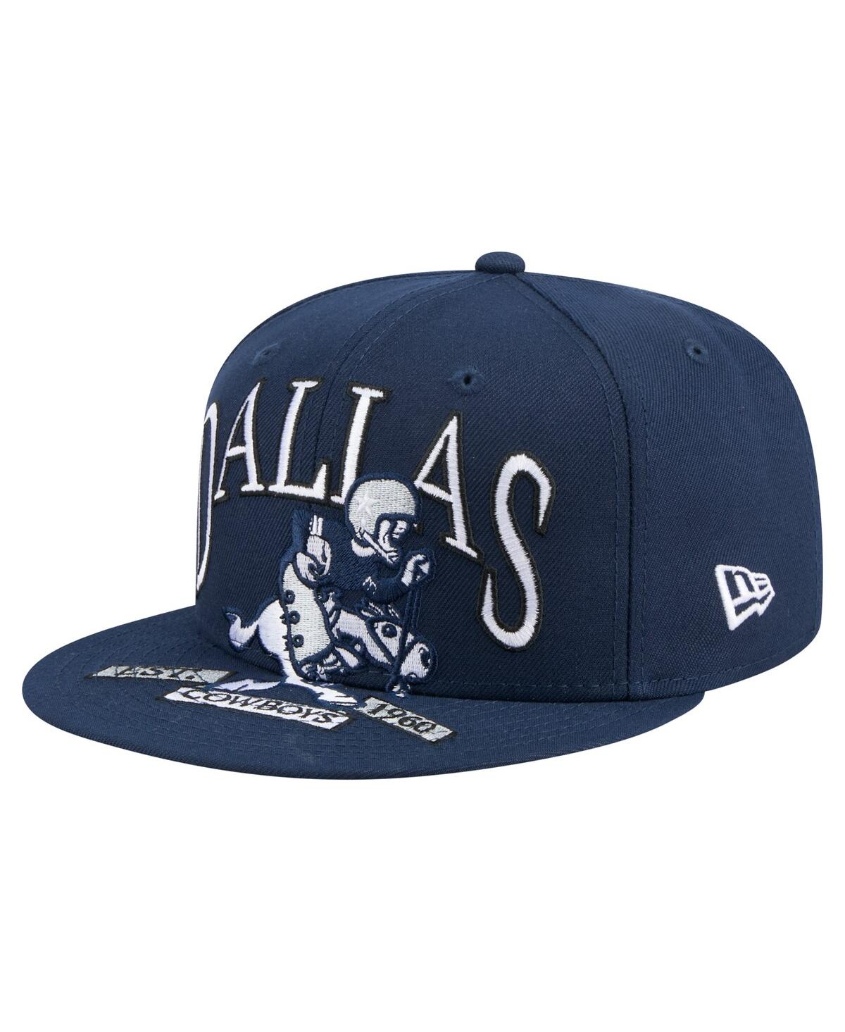 New Era Men's Navy Dallas Cowboys Throwback Oversized 59fifty Fitted Hat In Blue