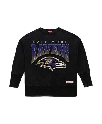 Mitchell & Ness - Women's Black Baltimore Ravens Delineate Mineral Wash Crewneck Sweatshirt