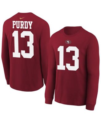 Nike - Big Boys and Girls Brock Purdy Scarlet San Francisco 49ers Player Name Number Long Sleeve T-Shirt
