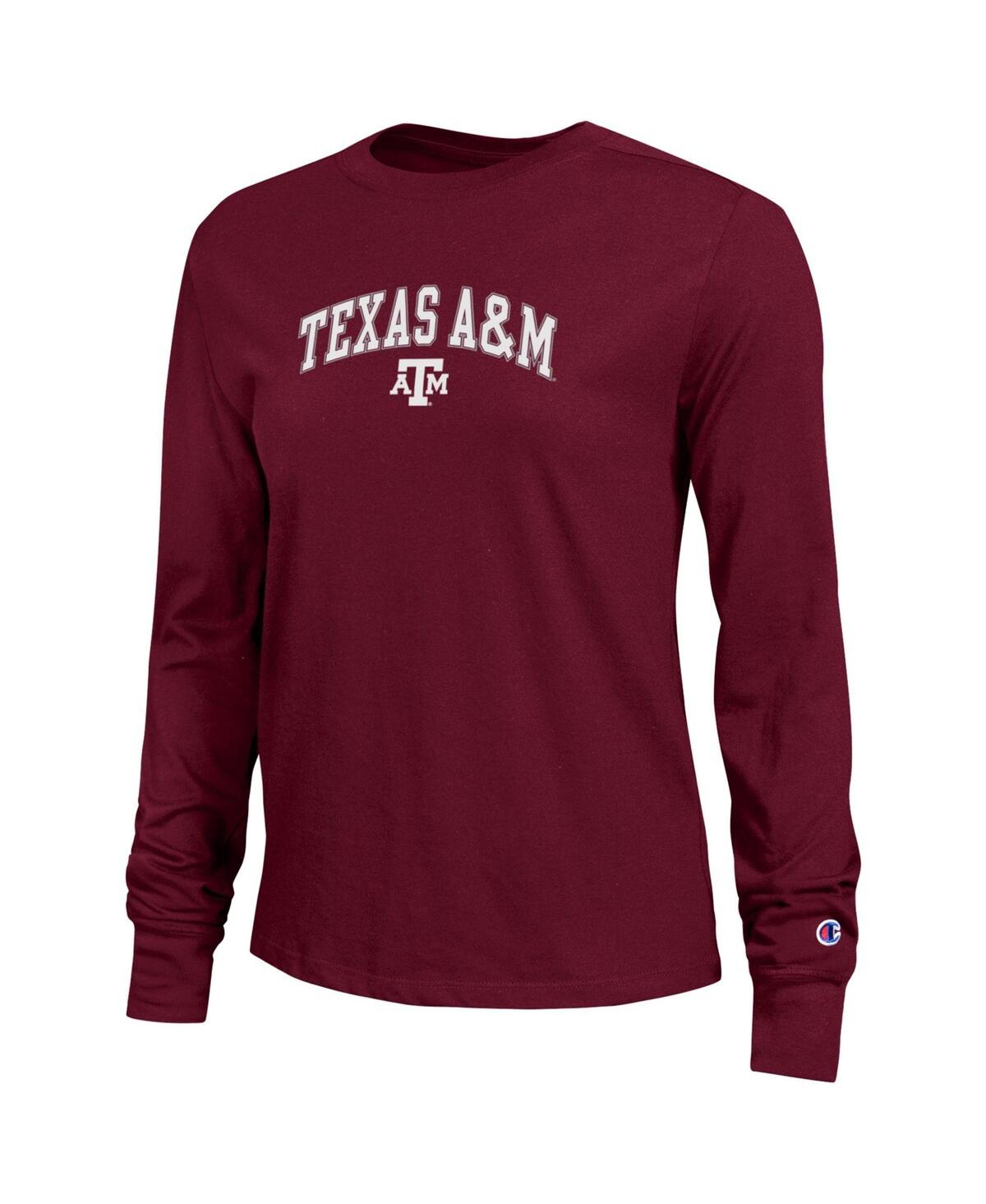 Champion Women's Maroon Texas A & M Aggies Arch Over Logo Long Sleeve T-shirt In Burgundy