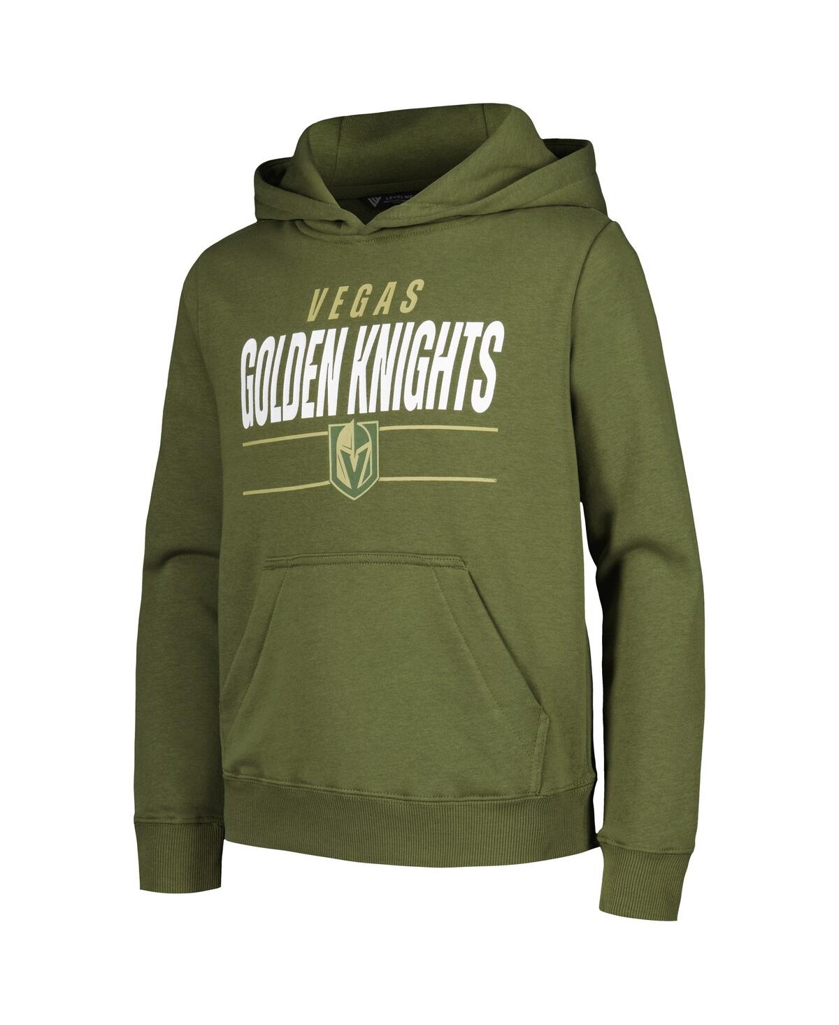 Levelwear Big Boys And Girls Olive Vegas Golden Knights Podium Fleece Pullover Hoodie In Green