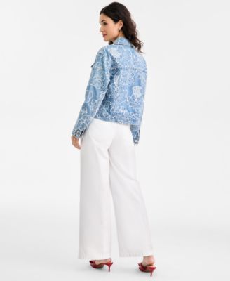 Women's Patch Pocket High Rise Wide-Leg Jeans, Macy's Exclusive