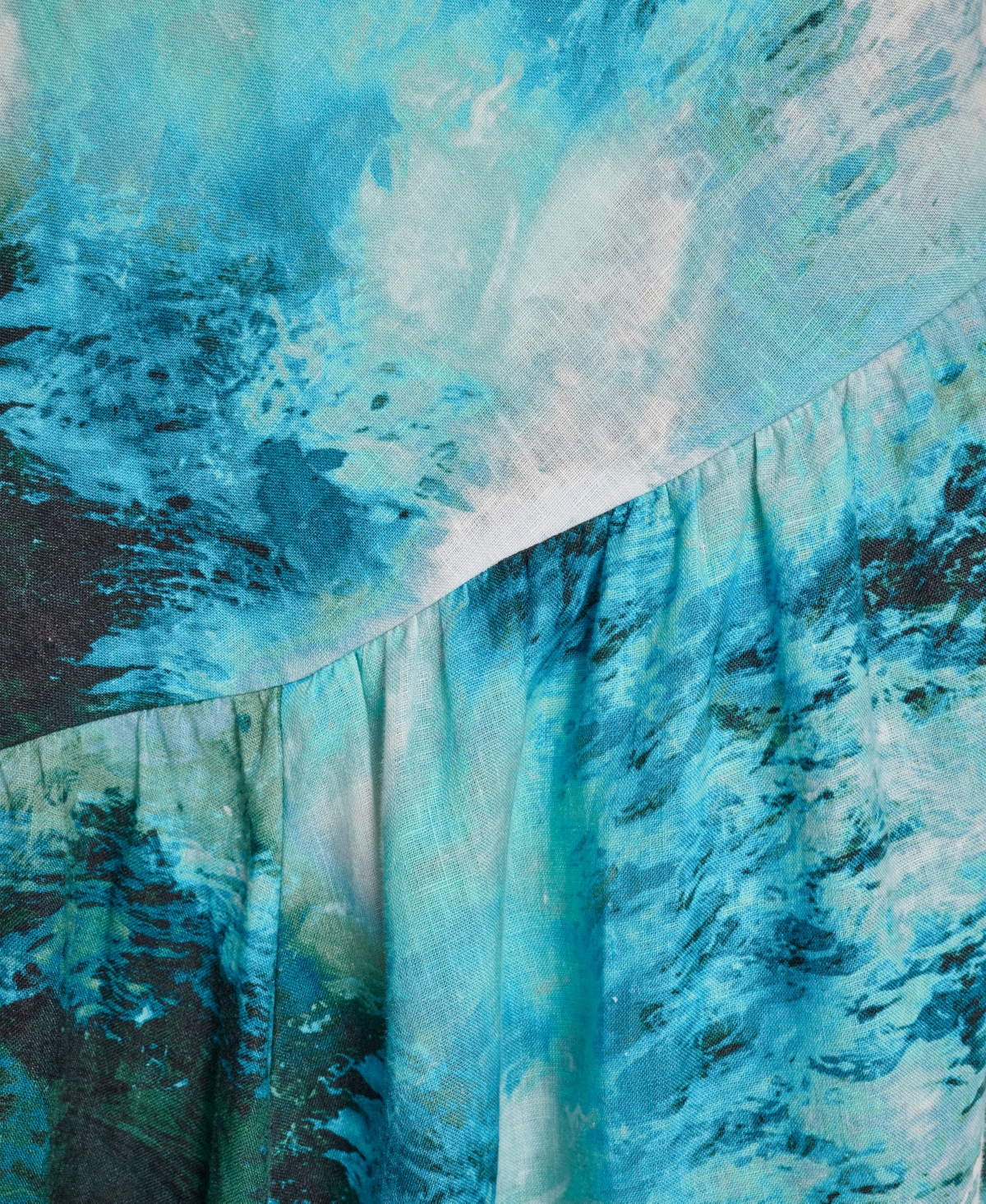 Dkny Women's Shirred Sleeveless Printed V-Neck Dress