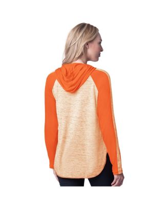 Women's Orange Clemson Tigers Underdog Bling Raglan Long Sleeve Hoodie T-Shirt