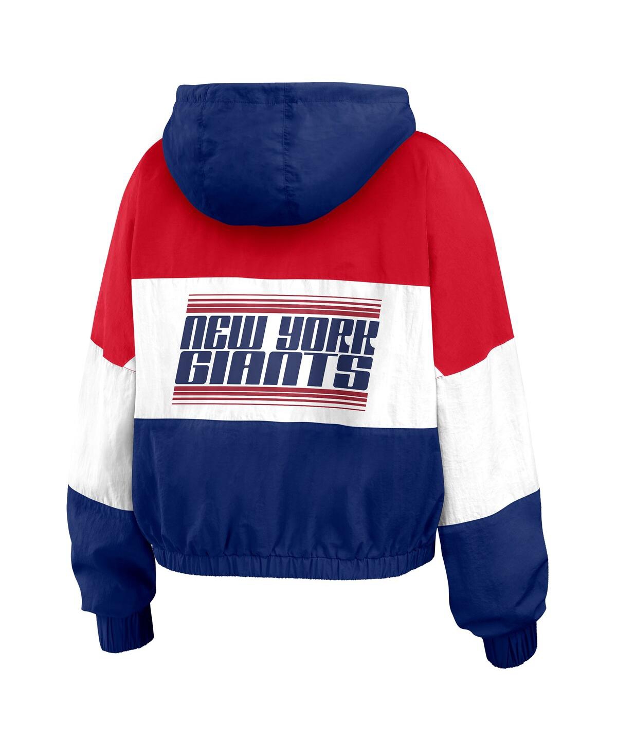 Wear By Erin Andrews Women's Royal/red New York Giants Plus Size Color Block Full-zip Windbreaker Jacket In Red