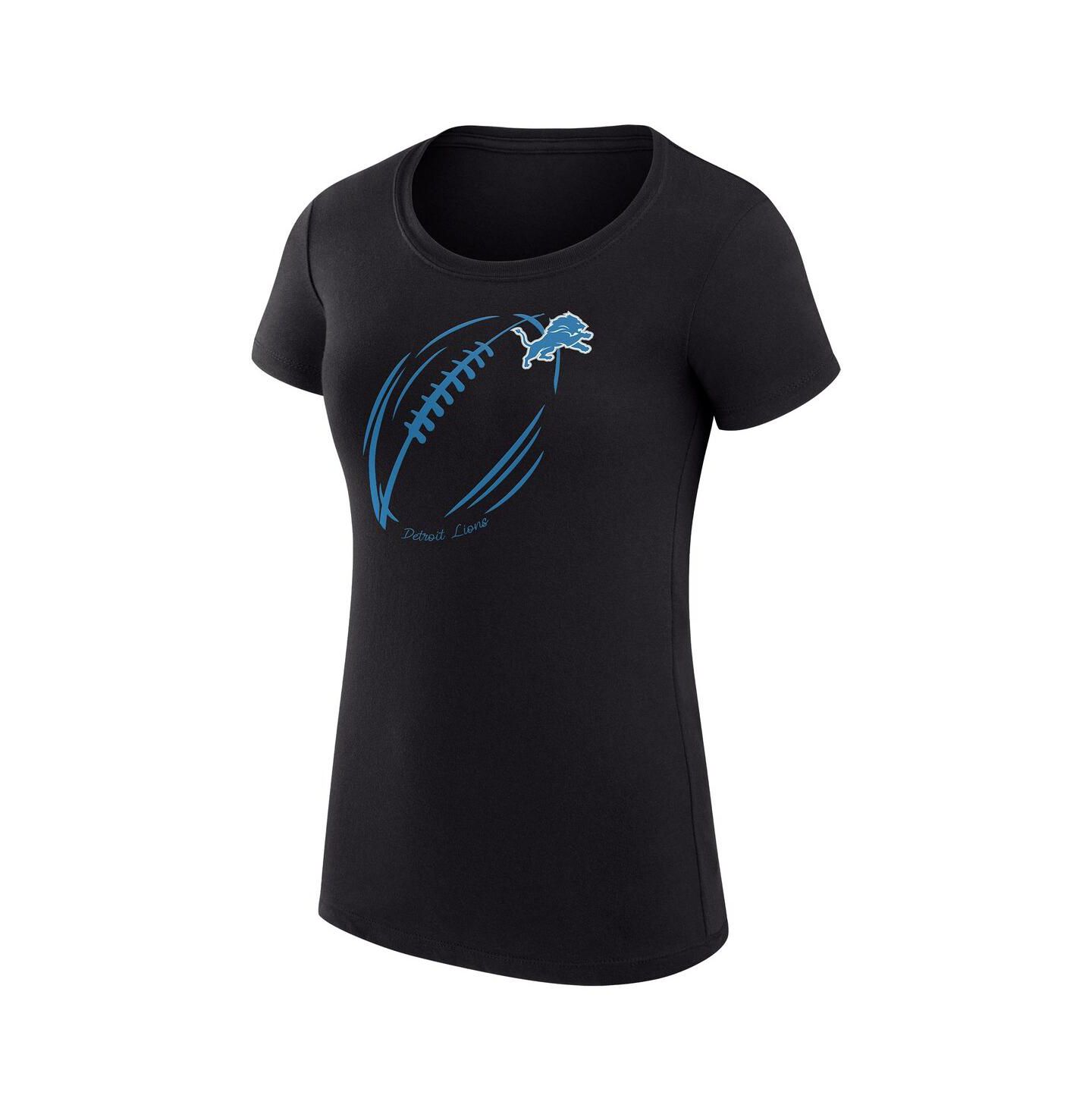 Женская футболка G-III 4Her by Carl Banks Black Detroit Lions Super-Slim Fit Lightweight Subtle Football — фото 2