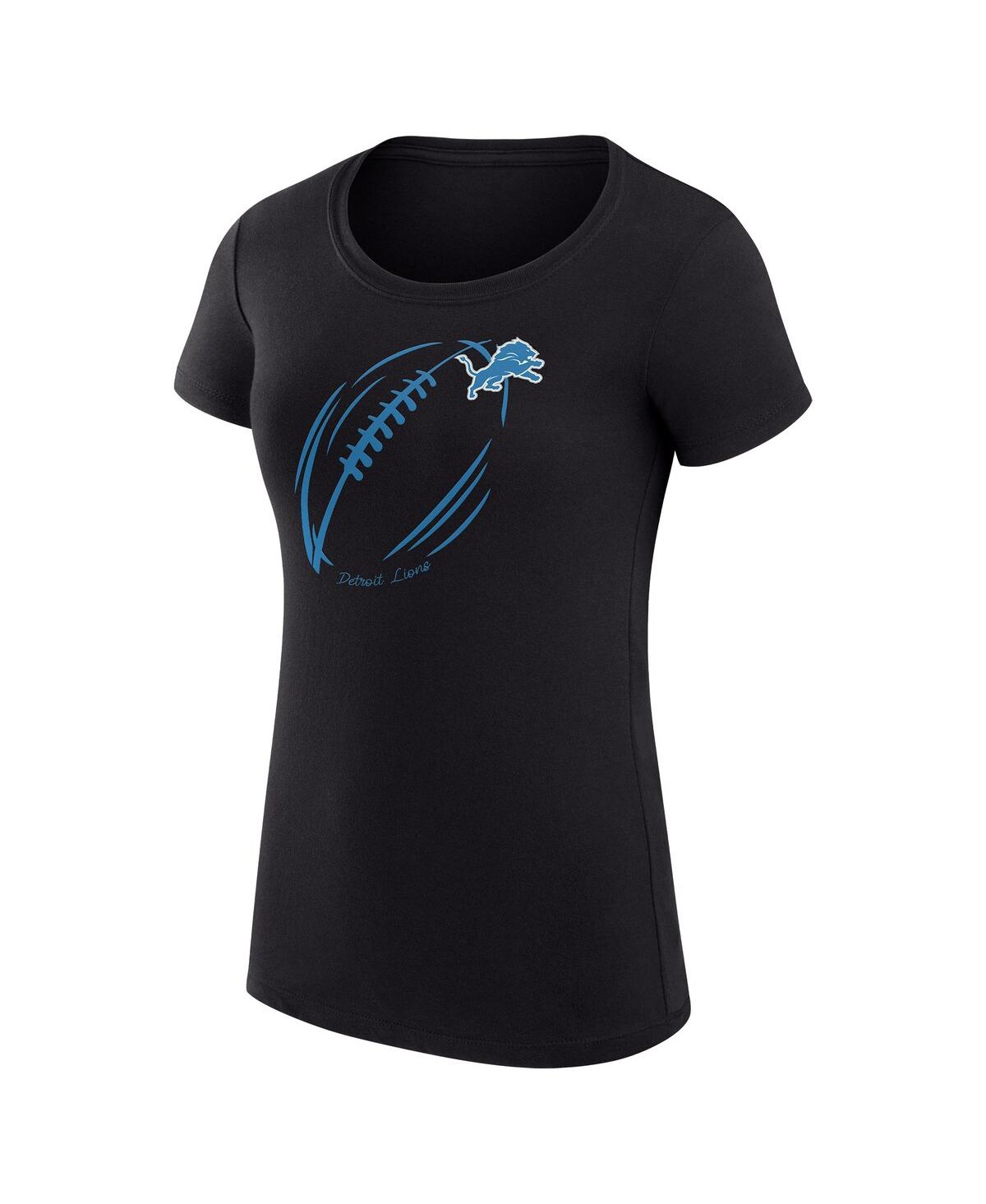 G-iii 4her By Carl Banks Women's Black Detroit Lions Super-slim Fit Lightweight Subtle Football T-shirt In Black