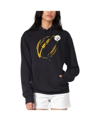G-III 4Her by Carl Banks - Women's Black Pittsburgh Steelers Football Logo Fleece Tri-Blend Pullover Hoodie