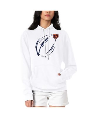 G-III 4Her by Carl Banks - Women's White Chicago Bears Football Logo Fleece Tri-Blend Pullover Hoodie