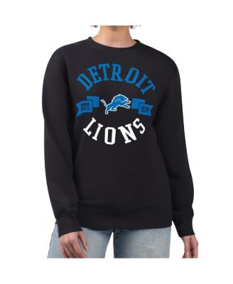 G-III 4Her by Carl Banks - Women's Black Detroit Lions Large Team Graphic Fleece Pullover Sweatshirt