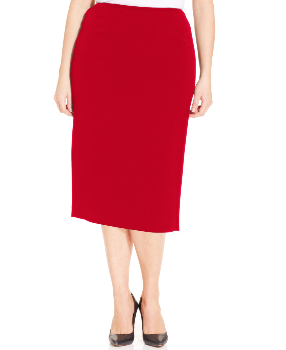 Kasper Plus Size Skimmer Skirt In Fire Red