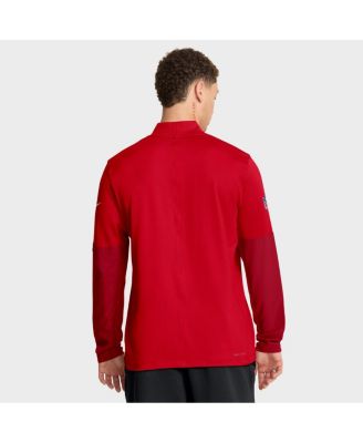 Men's Red New England Patriots Sideline Dri-FIT Half-Zip Pullover Hoodie