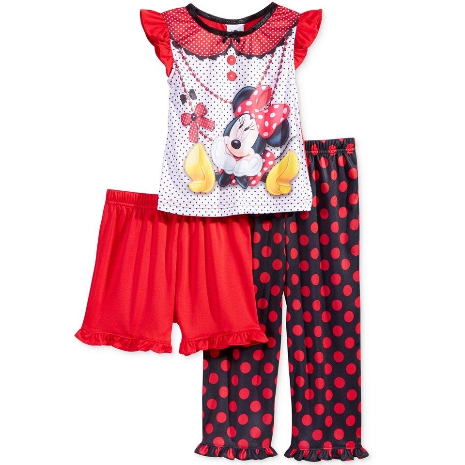 Minnie Mouse Toddler Girls 3 Piece Minnie Mouse Pajama Set   Pajamas