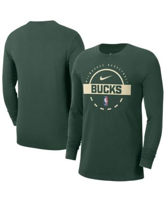 Nike - Men's Hunter Green Milwaukee Bucks Authentic Long Sleeve Practice T-Shirt