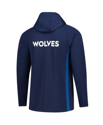 Men's Navy Minnesota Timberwolves Authentic On Court Zone Quarter-Zip Dri-FIT Hoodie Jacket