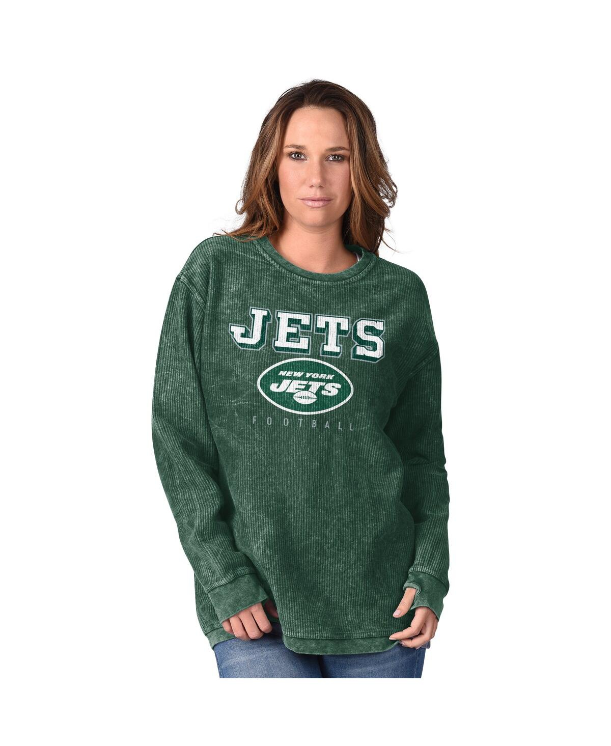 G-iii 4her By Carl Banks Women's Green New York Jets Comfy Cord Pullover Sweatshirt In Green