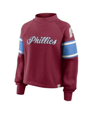 Women's Burgundy Philadelphia Phillies Oversized Toss Sweep Raglan Pullover Sweatshirt