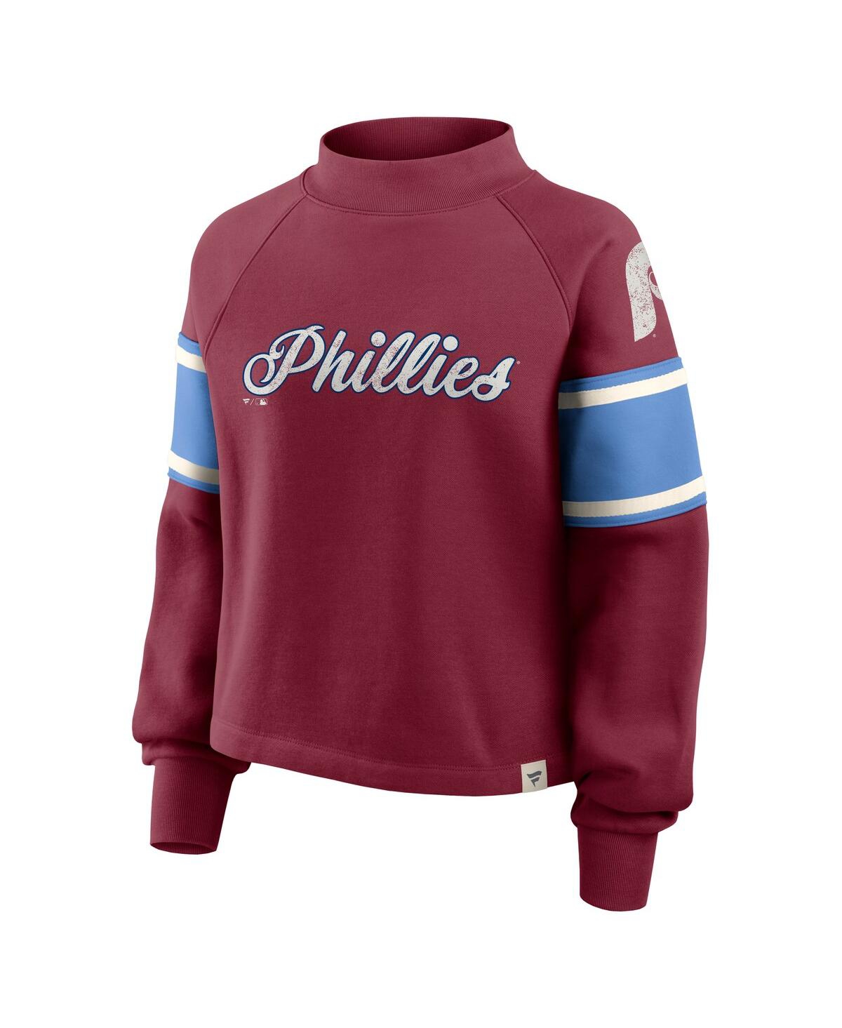 Fanatics Women's Burgundy Philadelphia Phillies Oversized Toss Sweep Raglan Pullover Sweatshirt In Burgundy