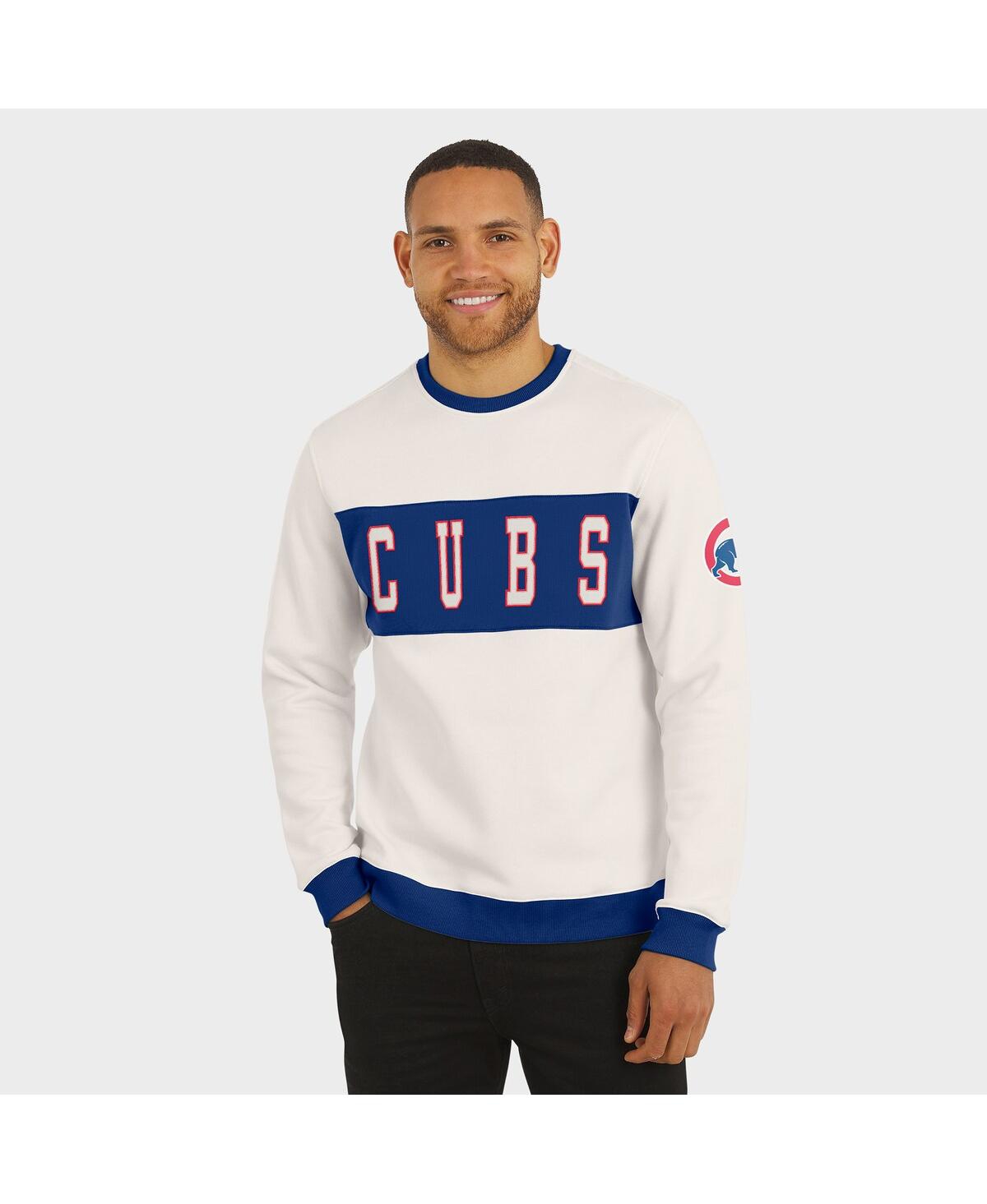 Fanatics Darius Rucker Collection By  Men's Cream Chicago Cubs Color Block Crewneck Sweatshirt In White