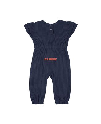 Baby Boys and Girls Navy Illinois Fighting Illini Beautopia Waffle Knit Romper