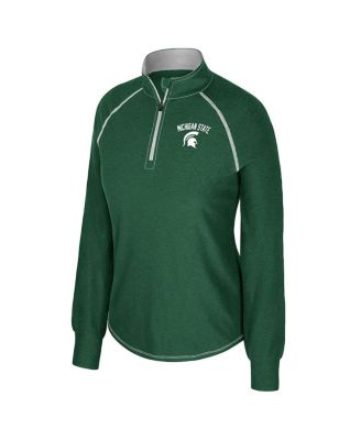 Women's Green Notre Dame Fighting Irish Bikram Raglan Quarter-Zip Sweatshirt