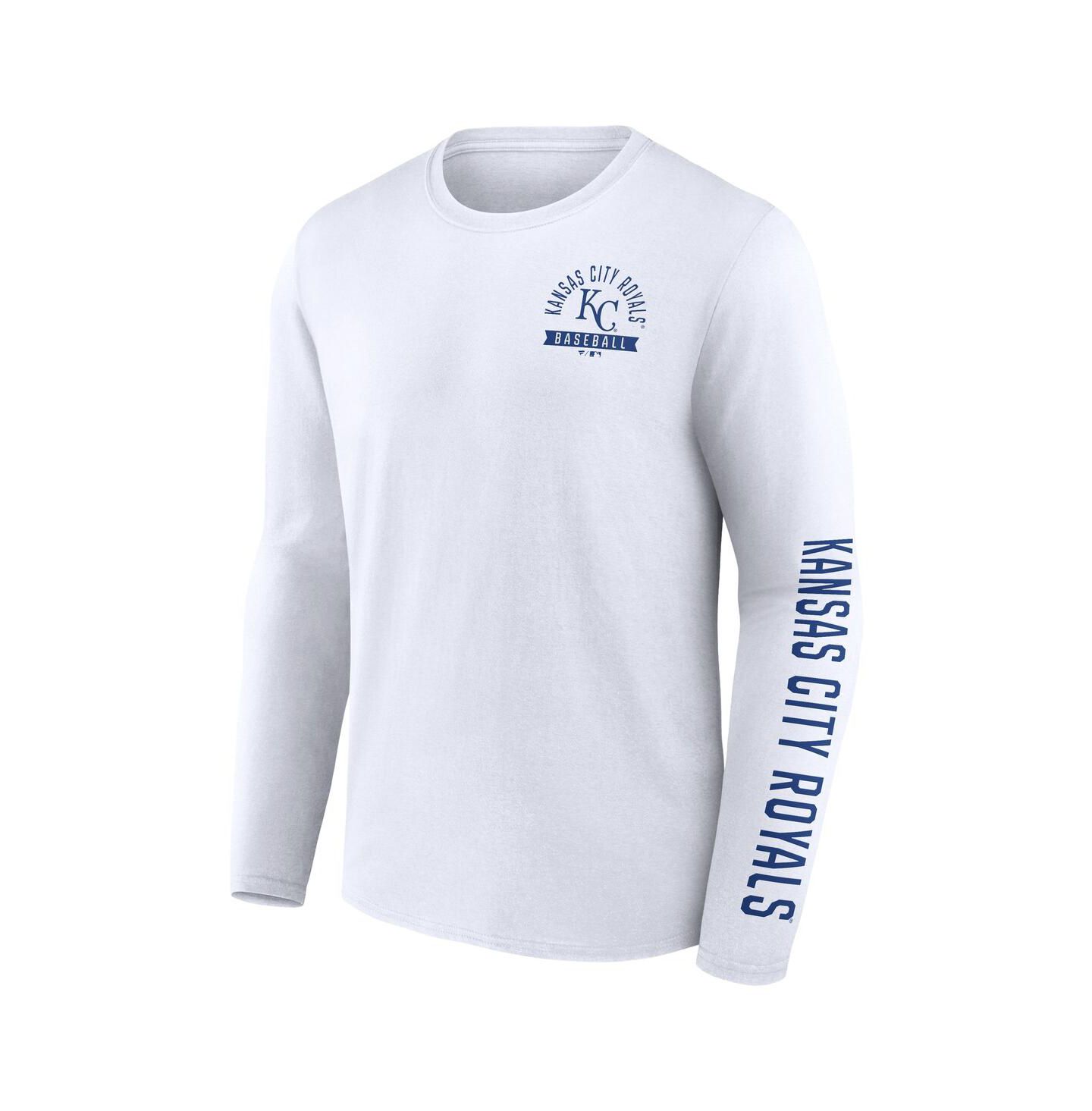 Мужская футболка Fanatics White Kansas City Royals Press Box Long Sleeve — фото 2