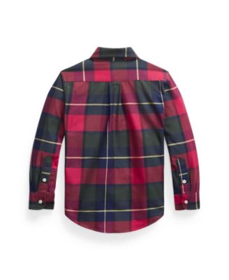Boys' 2-7 Plaid Cotton Oxford Shirt