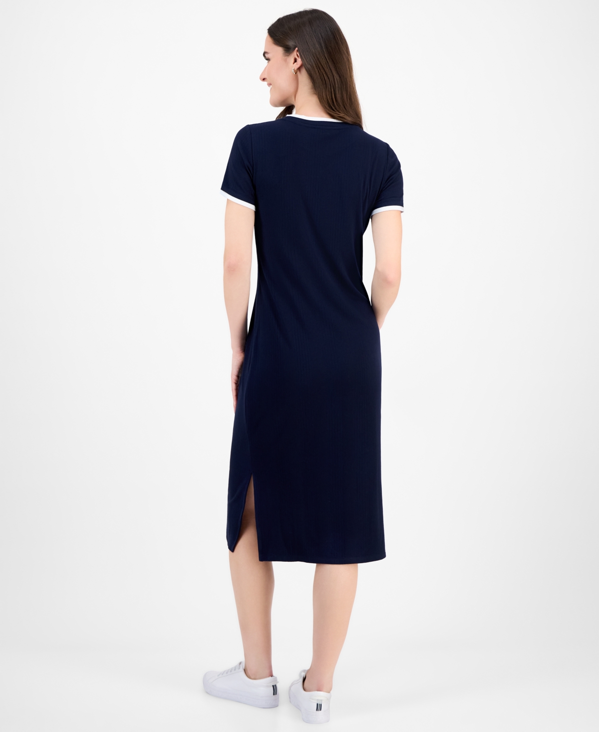 Nautica Jeans Women's Ribbed Midi Dress In Black