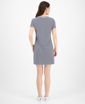 Women's Striped V-Neck T-Shirt Dress