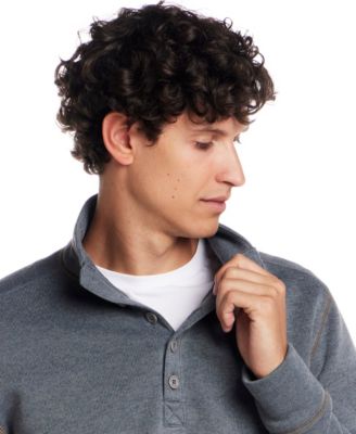 Men's Quarter Button Mock Neck Sweater Fleece